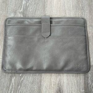 BEIS Faux Leather Gray Laptop Sleeve Bag